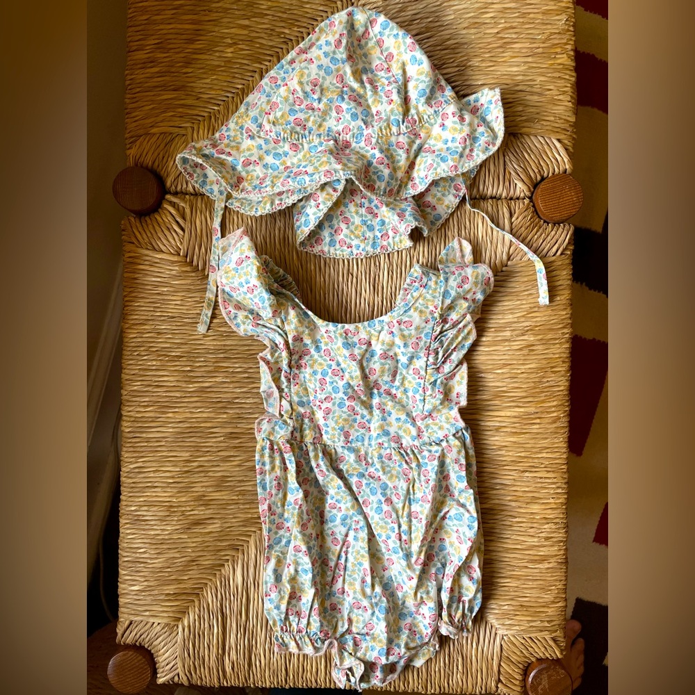 Konges Sløjd Floral Romper and Sunhat 6M